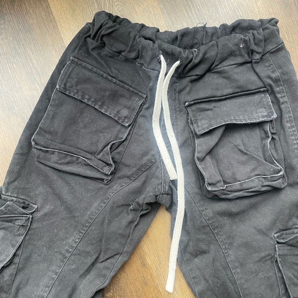 Black Cargo Joggers with Drawstring